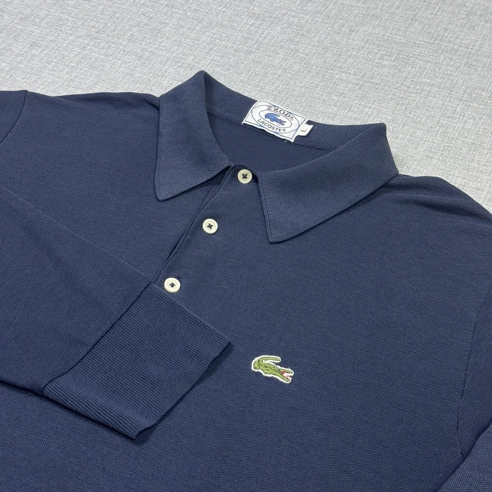 Lacoste Izod Vintage Polo Shirt Mens Large Blue Long Sleeve Cotton Collared